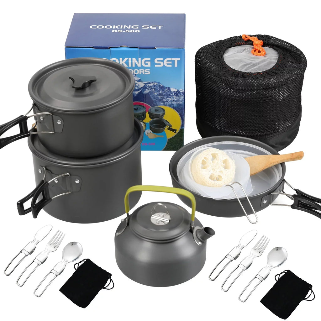 Mess Camping Yabuy Hiking with Non-Stick for Backpacking Set Pot Pan Camping Cookware Kettle and Kit