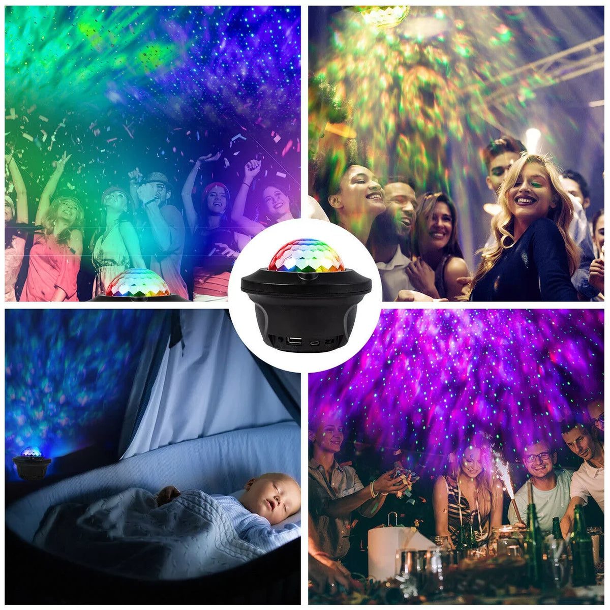 W/ Ball Speaker Remote RGB Stage Strobe LED Light DJ Party Lamp Disco Bluetooth