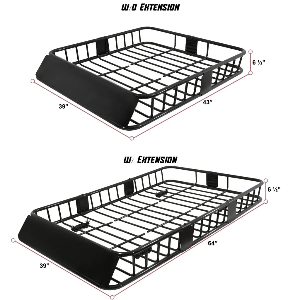 Rack Cargo Top Truck 64" Luggage Carrier Roof Steel Teledu SUV Basket Extendable