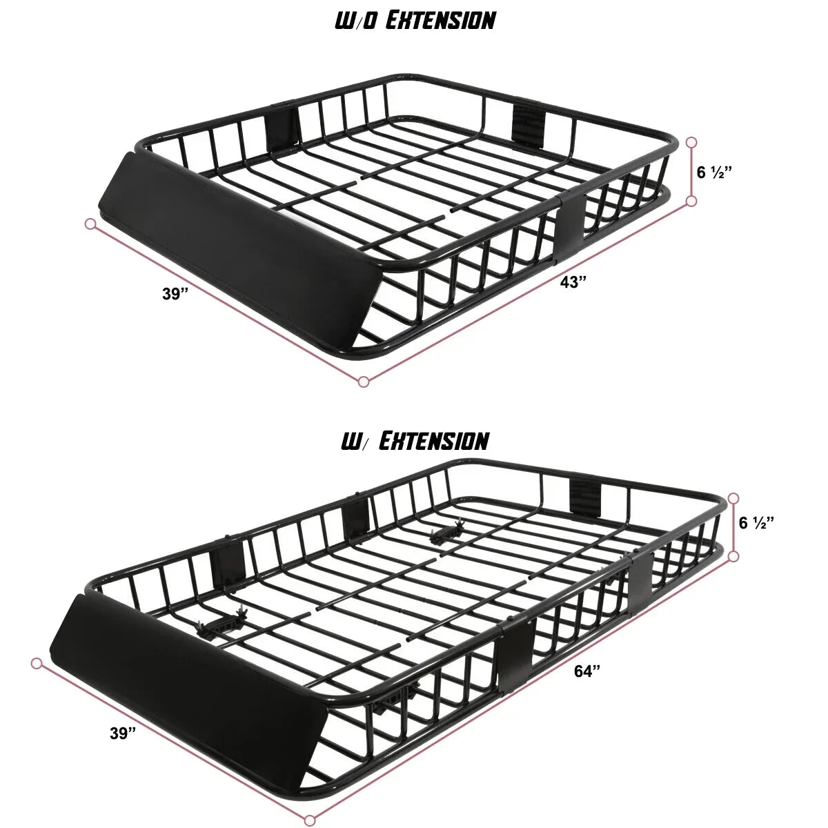 Rack Cargo Top Truck 64" Luggage Carrier Roof Steel Teledu SUV Basket Extendable