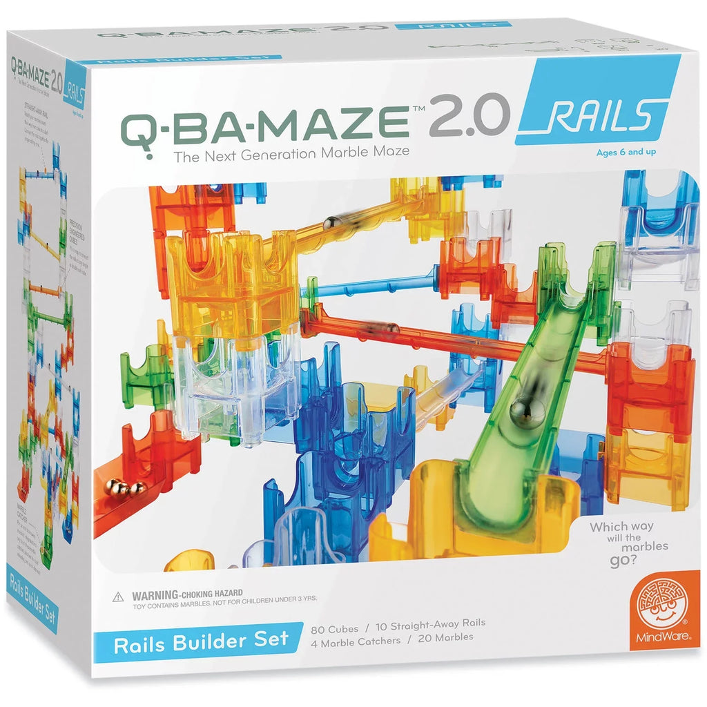 Light-Up 6+ Q-BA-MAZE Pack 2.0: Ages Builder - with FREE MindWare Rails Cube