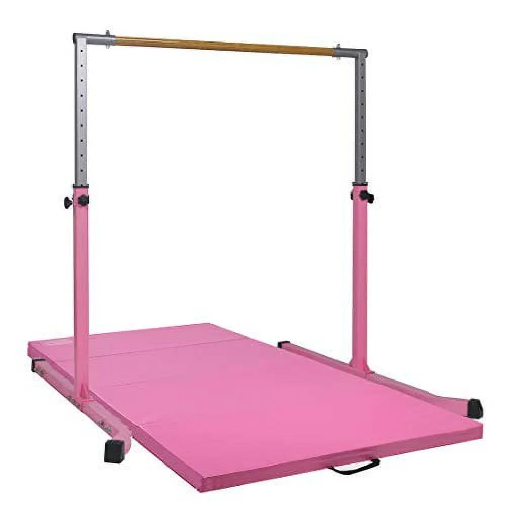 Kip Home Strong Legs, Curved FT, 5 Gymnastic Durable Pink Bar, Junior Star-TD Kids, Adjustable Equipment, for 3-5 Expandable Horizontal Gymnastics, Heavy and Height Training Duty Bar