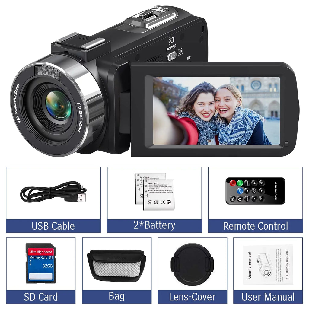 30FPS LCD Camera Vlogging Zoom Vision for Screen Camcorder MARVUE Night Video IR 4K Digital 48MP YouTube 3.0" 18X Camera Camera Touch with