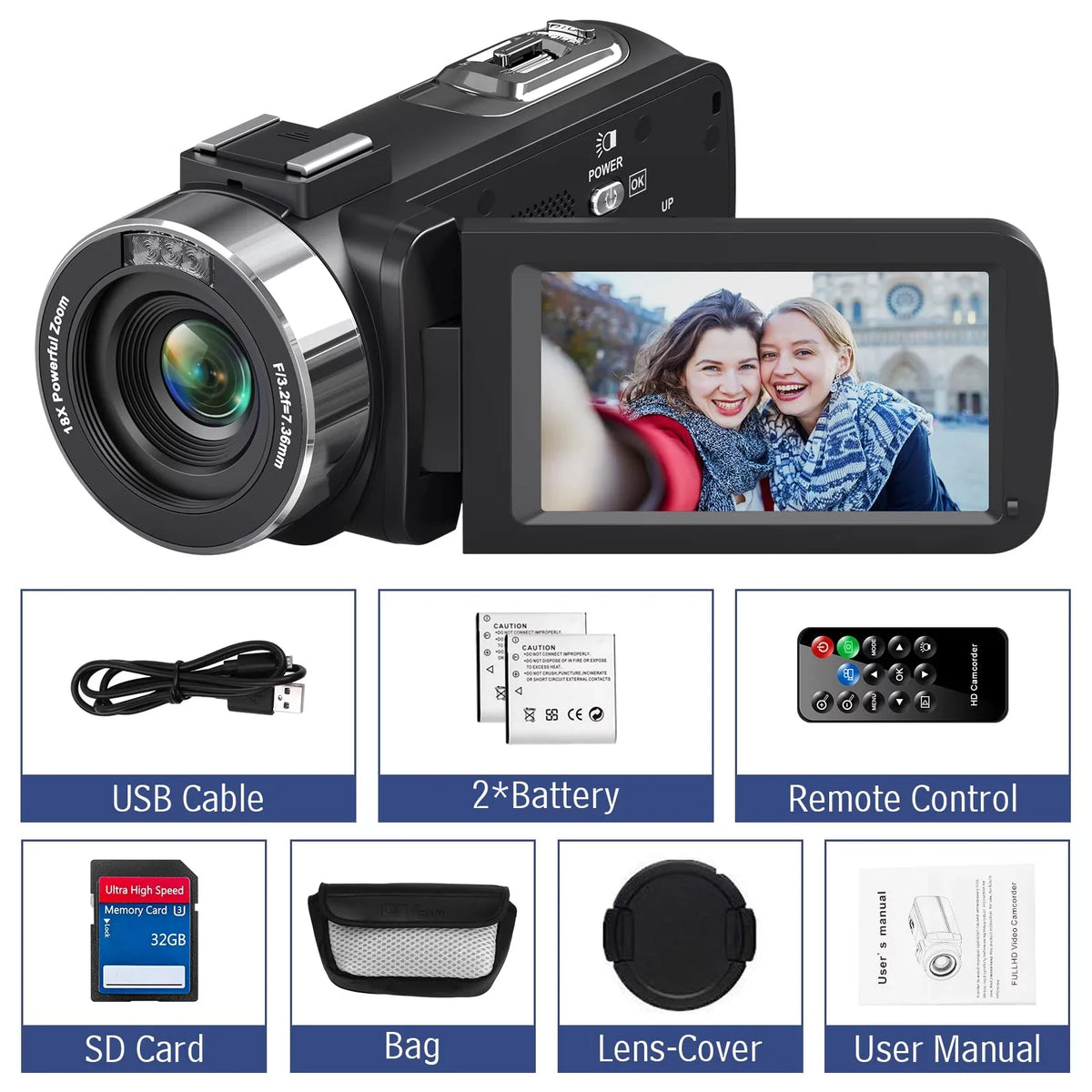 30FPS LCD Camera Vlogging Zoom Vision for Screen Camcorder MARVUE Night Video IR 4K Digital 48MP YouTube 3.0" 18X Camera Camera Touch with