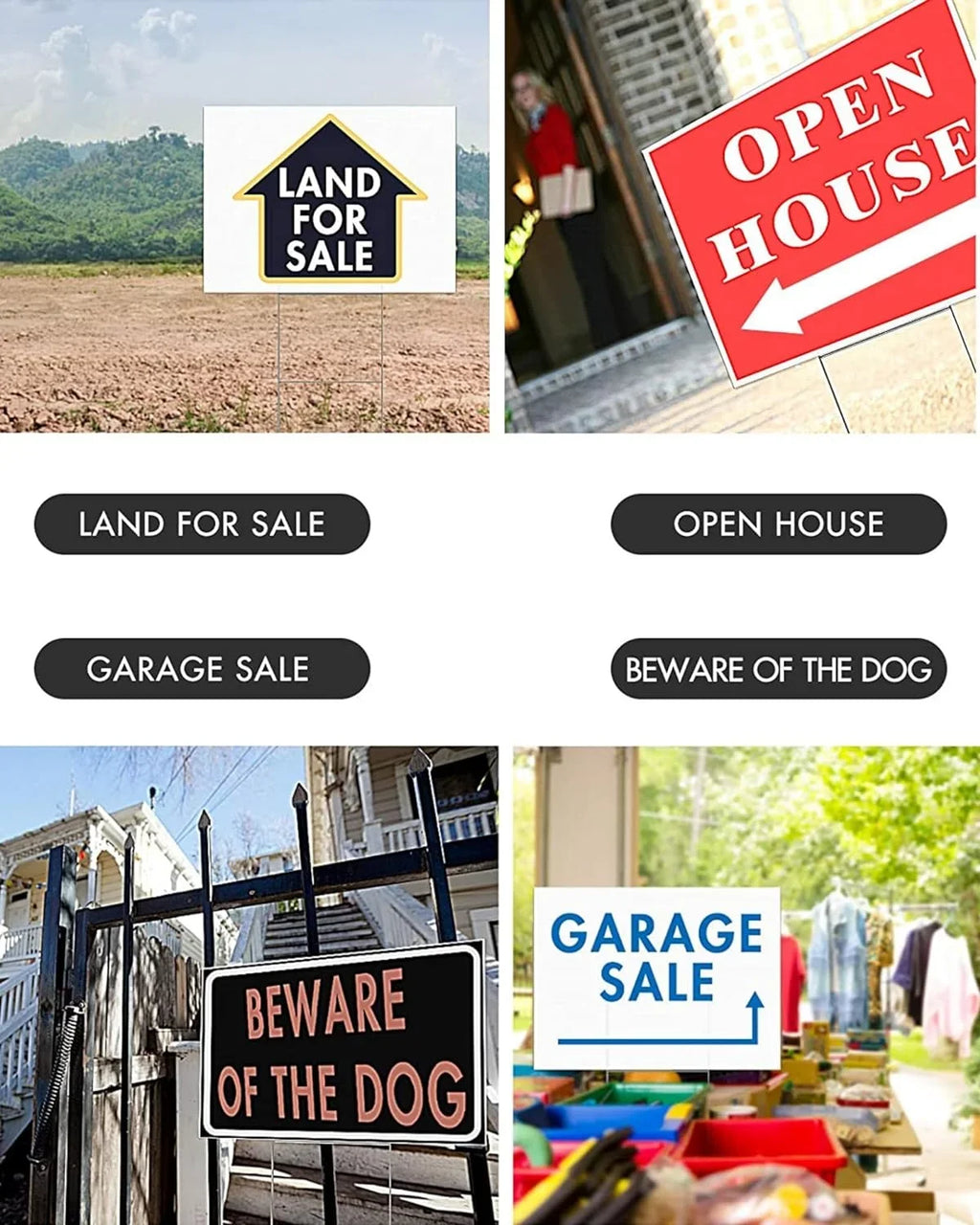 17 for House Pack 12 Blank Rent,Party Garden White Birthday, Sale Inches Lawn 4 Thten Signs Guidepost, Decorations, Stakes, Yard Signs Garage Yard Open Garage Happy Sign x with Sale, Large