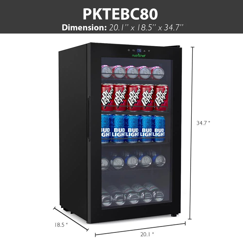 Can Compact 34.7’ Nutri Cooler, (132 x Refrigerator Beverage Beverage Chiller Fridge 18.5’’ 20.1’’ x Can Capacity), Chef