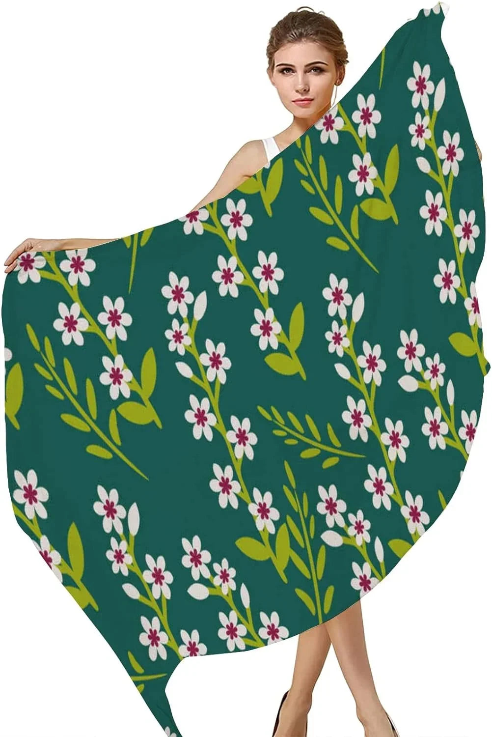 Neck Decoration Shawl Scarf Flowers Women Wrap Scarves Long Hyjoy Silk for Lightweight Girls Beautiful
