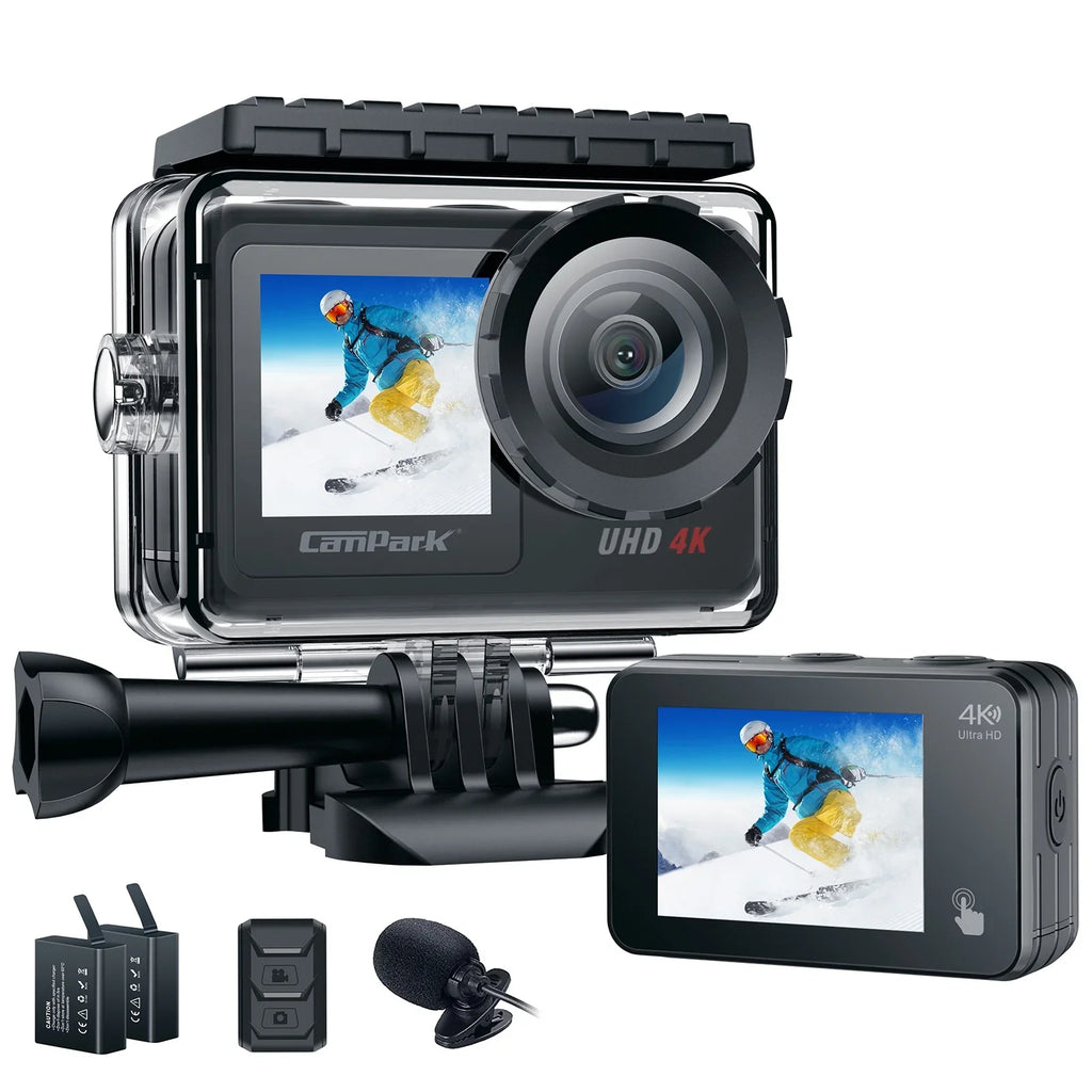 Camera Sports Underwater 20MP Camera Waterproof WiFi Accessories Campark Screen Camera 4K Touch Action Vlog GoPro Kits Camera 30FPS Compatible