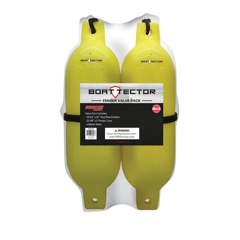 '- 2-Pack 22", Max Neon x BoatTector Extreme Inflatable 6.5" Value Fender Yellow 3006.7599