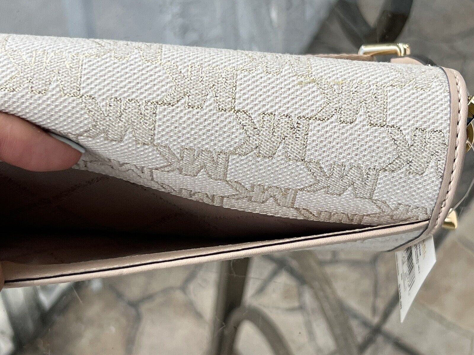 Crossbody LG Zip Gold Wallet Glitter Natural MK Kors Around Michael Bag Jet Set
