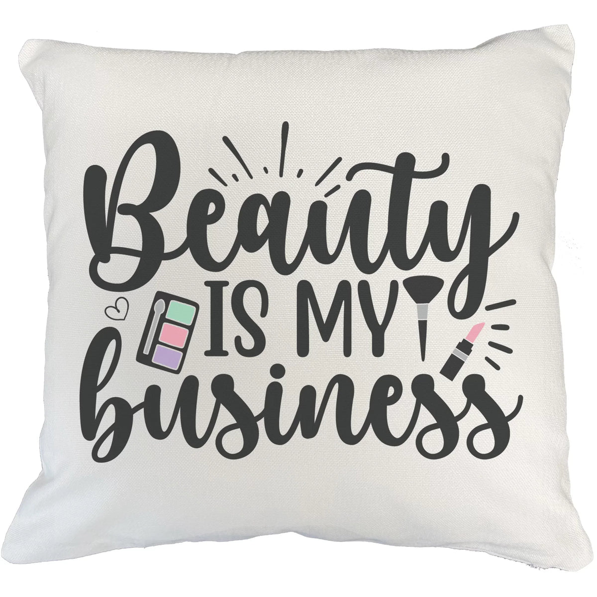 Cover, Beauty Lovers, Cosmetologist, Is White w/ Artist Beauty Lipstick - Gift Themed Brush for Business Design Palette, Pink Eyeshadow for My Merch or & Makeup IN Pillow Makeup 20X20