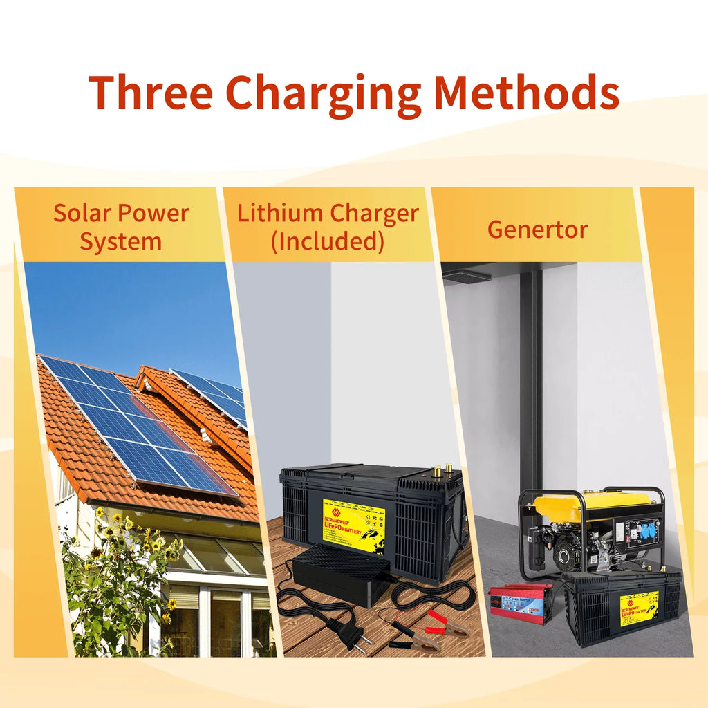 Rechargeable for Golf 100Ah, Cycle, Deep 100A RV, Camper, Trolling Battery Batteries SCREAMPOWER Off LiFePO4 Lithium Power, Perfect etc BMS, Marine, 36V Solar with Motor, Grid Cart,