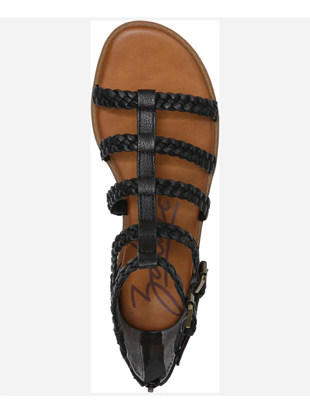 Accent Cushioned Zip-Up 5.5 Toe Round Shoes Womens Black Woven M Camelia Buckle ZODIAC Sandals Gladiator