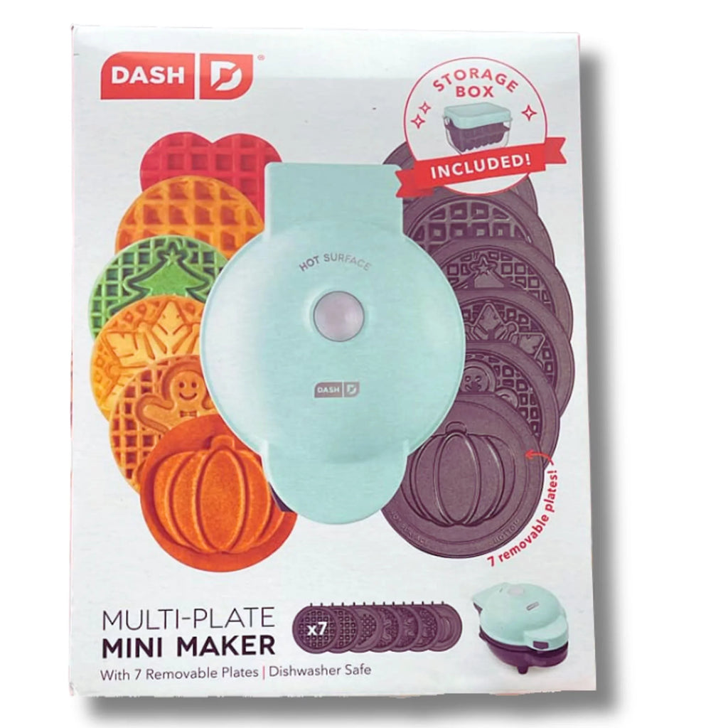 7 Dash Maker Storage Waffle with a and Mini Plates Waffle Iron Removable
