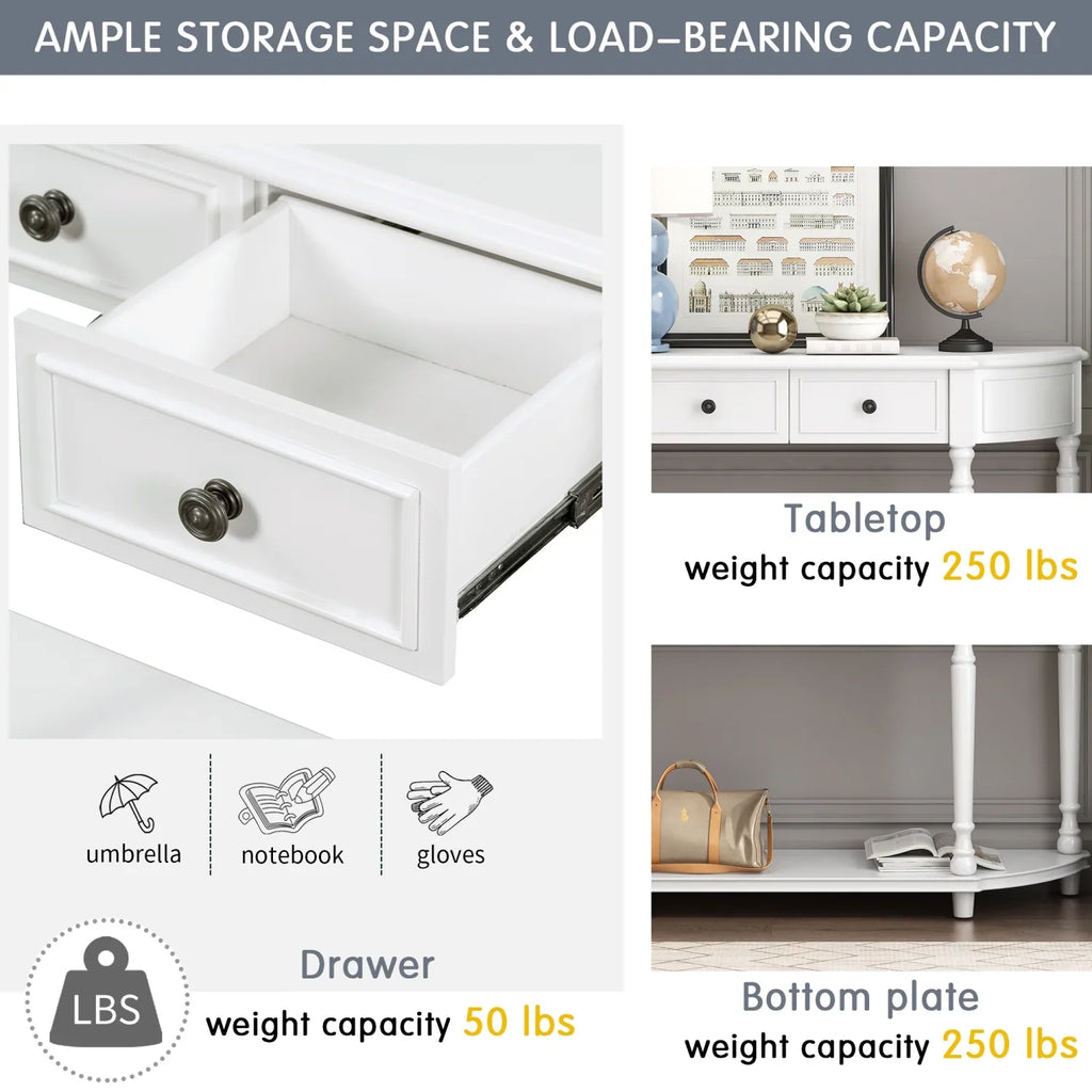 (White Curved Console Wooden Drawers Design design Frame Table WF298768AAK) and Top SKU Circular Solid OLD Shelf Retro Open Legs Two with TREXM