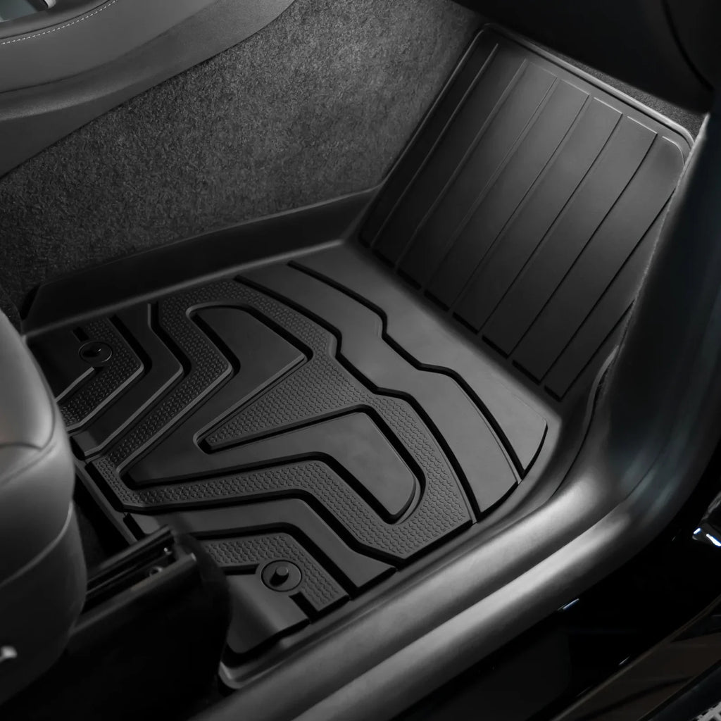 Floor Front 2nd Black climate Cargo Heavy Protection Mats + Liners, Mats, with Full Rear Trunk Model Y, & Tray Custom Mat All 3D Motorsports Row Floor 2020-2023 Tesla Compatible Set Duty TPE Ikon