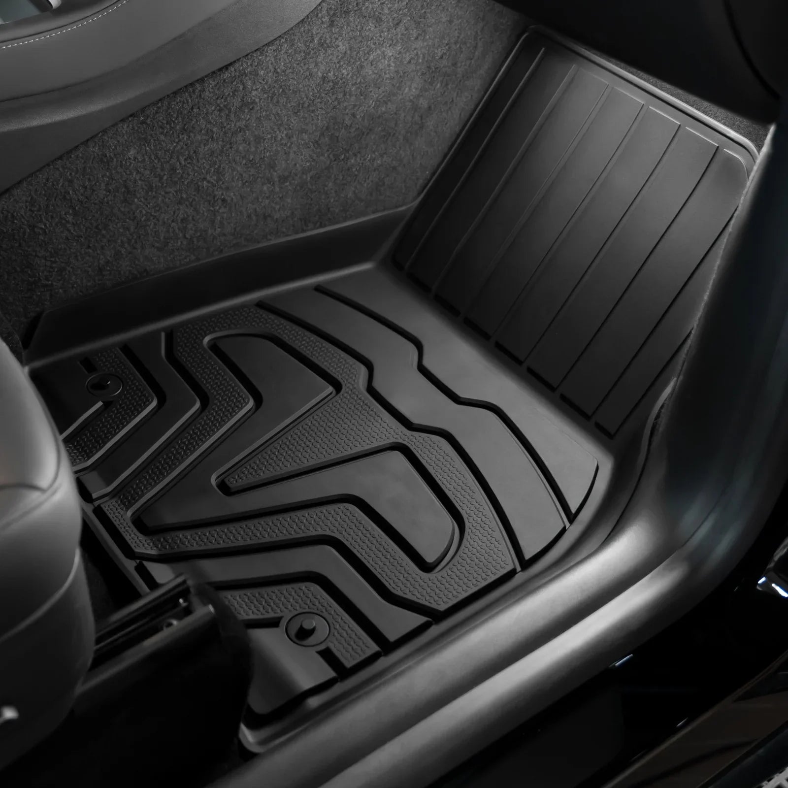 Floor Front 2nd Black climate Cargo Heavy Protection Mats + Liners, Mats, with Full Rear Trunk Model Y, & Tray Custom Mat All 3D Motorsports Row Floor 2020-2023 Tesla Compatible Set Duty TPE Ikon