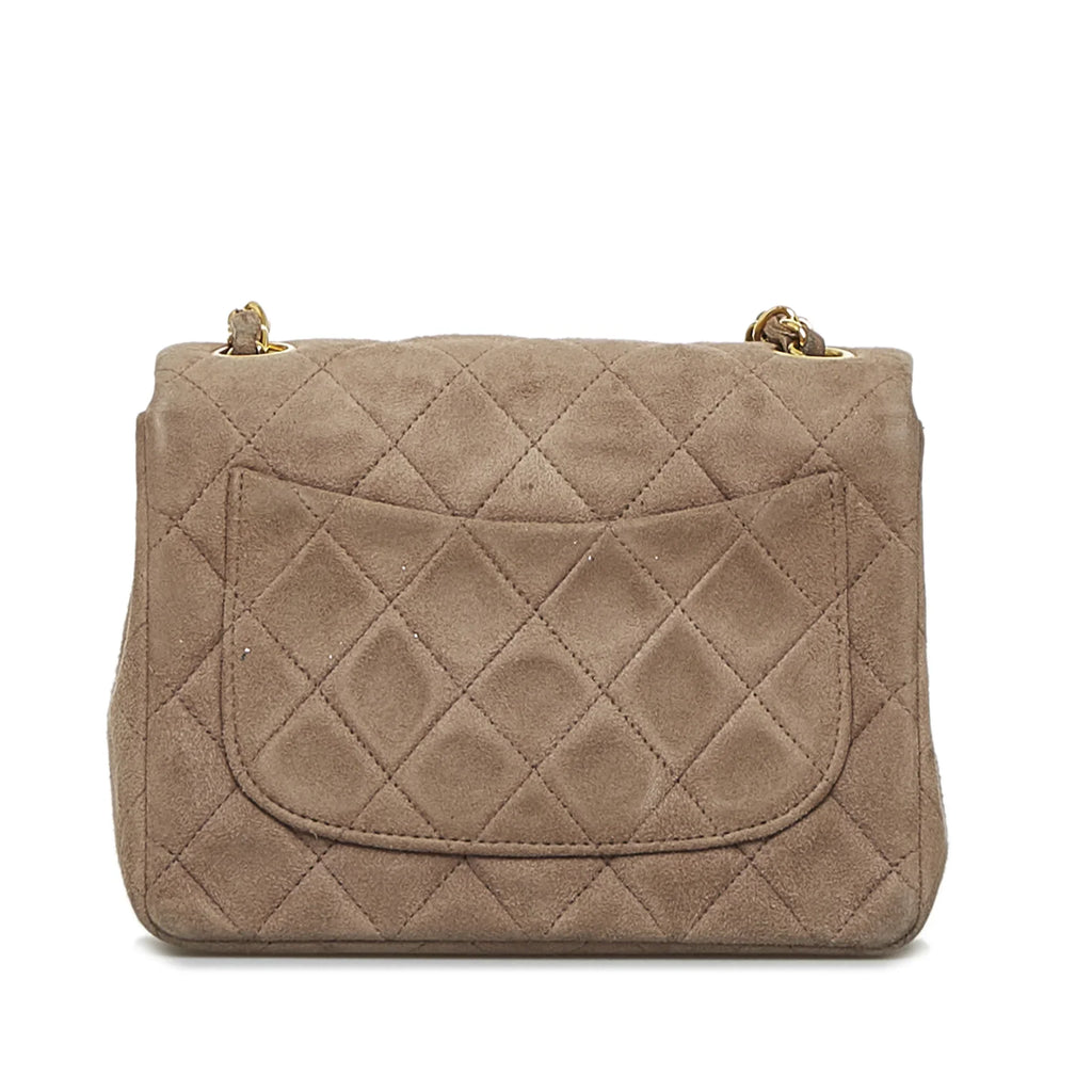Brown Pre-Owned Suede Mini Flap Square Unisex Single Bag Authenticated Classic Crossbody Leather (Good)