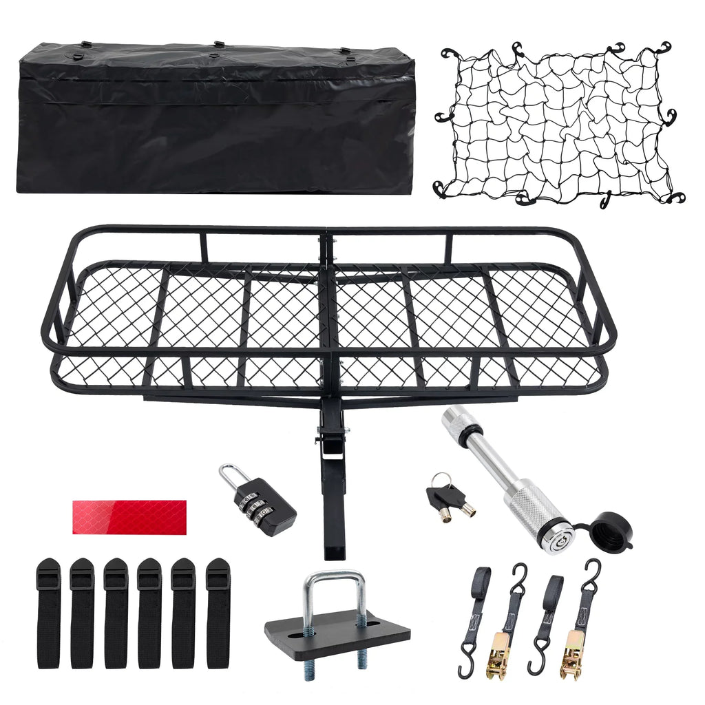 Trailer, 6" 24" Mounted Truck Car 60" x Cargo SUV Folding with Capacity Cargo Black Basket Hitched for 500lb x Net,