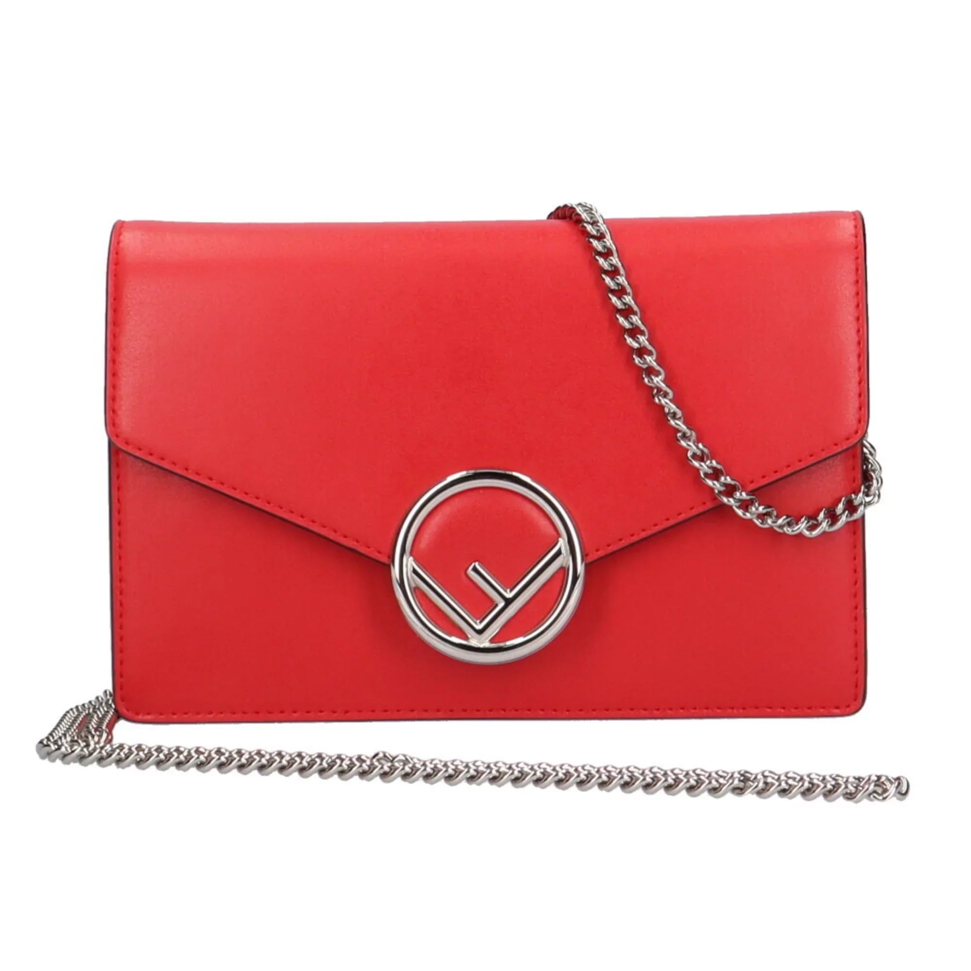 red shoulder chain Pre-Owned (Good) bag calf Fendi ladies