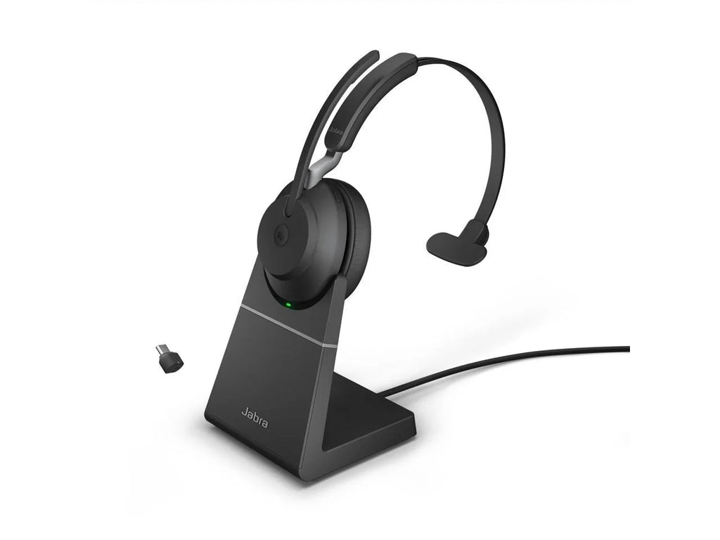 65 Mono MS Evolve2 / Black - Jabra USB-C Headphones Charging Wireless Stand with Music Headset