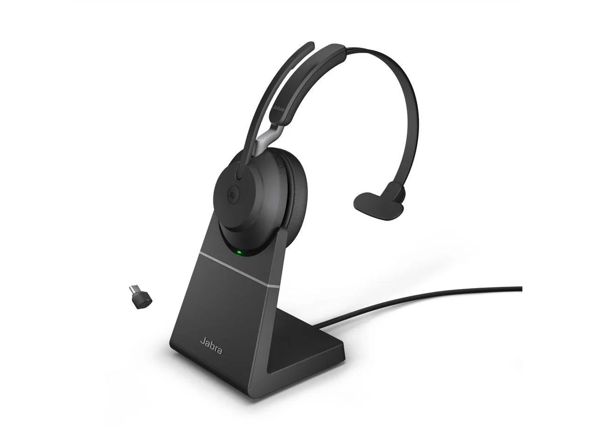 65 Mono MS Evolve2 / Black - Jabra USB-C Headphones Charging Wireless Stand with Music Headset