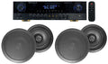 Rockville Ceiling 8" Home Speakers Black SINGMIX Receiver Bluetooth 5 Amp+(4)