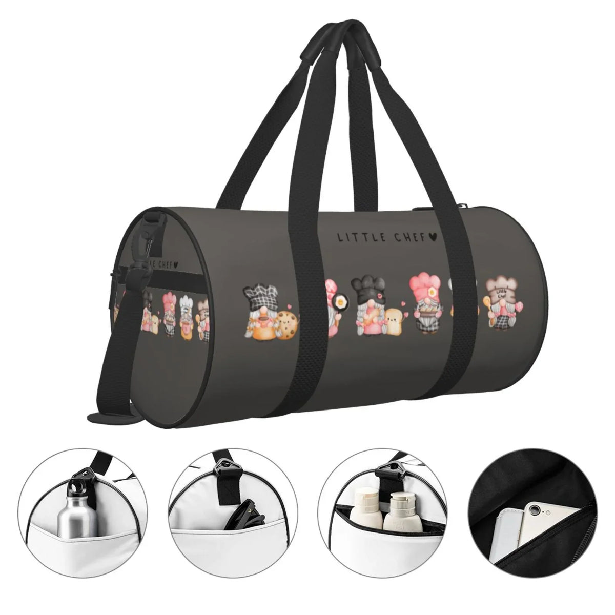 with Cylinder Luggage Sports Gnome Gym Bag Compartment Large and Bag Capacity Pocket Coaee Bag Baker Waterproof Travel
