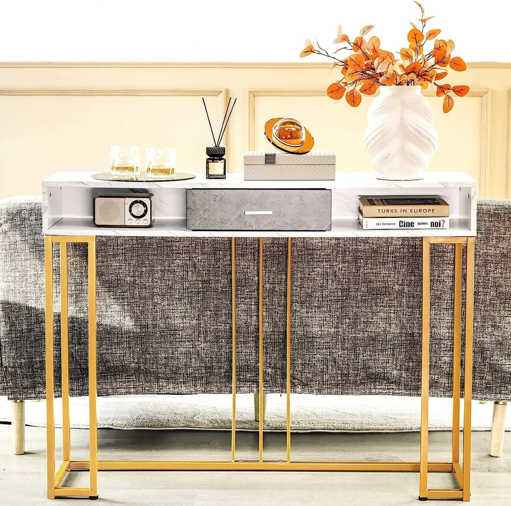 Sofa Drawer NLTBONNIE Kitchen with Table Faux &amp; - Adjustable Foyer Table for Hallway Room Pads &amp; Marble Entryway Room Anti-Toppling Console with Living Foot Device Dining Ent