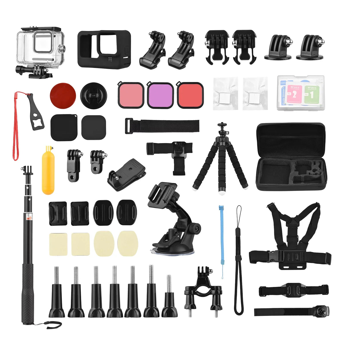 Mount Accessories Housing Anself with Various Kit Hero Protective Accessories for Waterproop GoPro Sports 109 Silicone Replacement Selfie Case with Stick Set More Black and Bracket Action