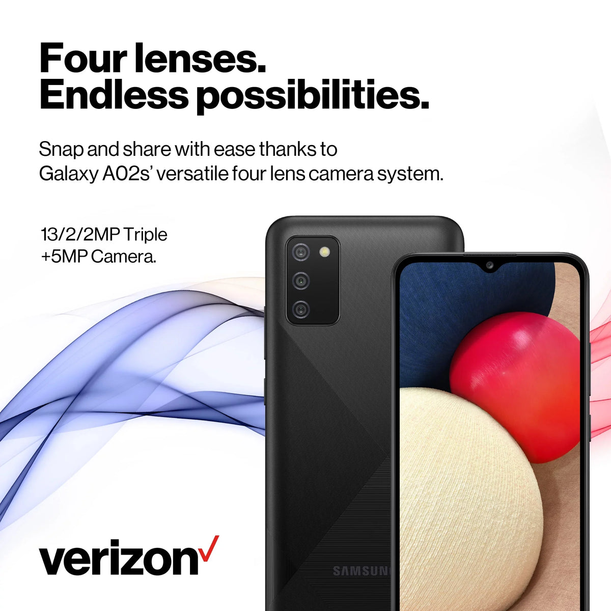 Verizon 32GB, A02s - Black Smartphone Prepaid Galaxy