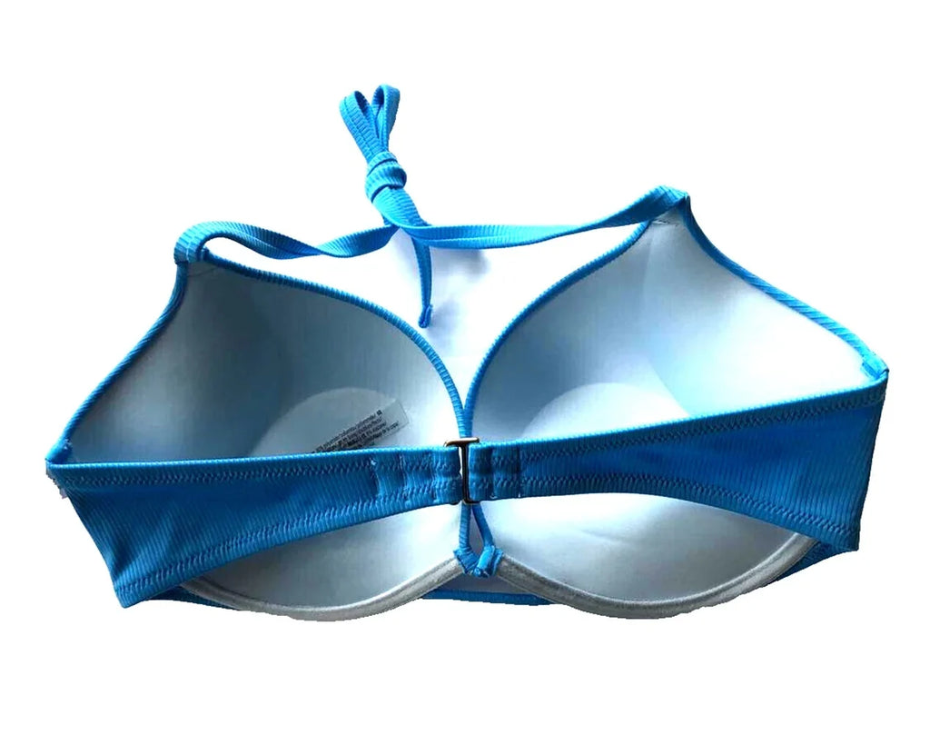 dimension Bikini Secret Capri 32A NWT Up Bombshell Swim Victoria's Push Blue Add-2-Cups Top Halter