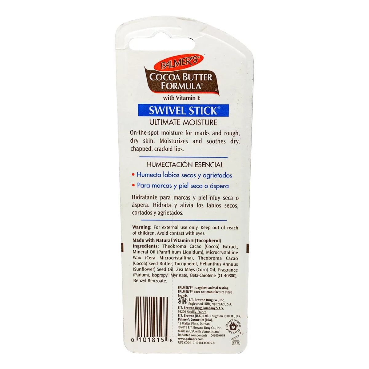 Stick 5 Formula Pk Palmers Each E .5oz Moisturizes Cocoa Butter w/Vitamin Swivel
