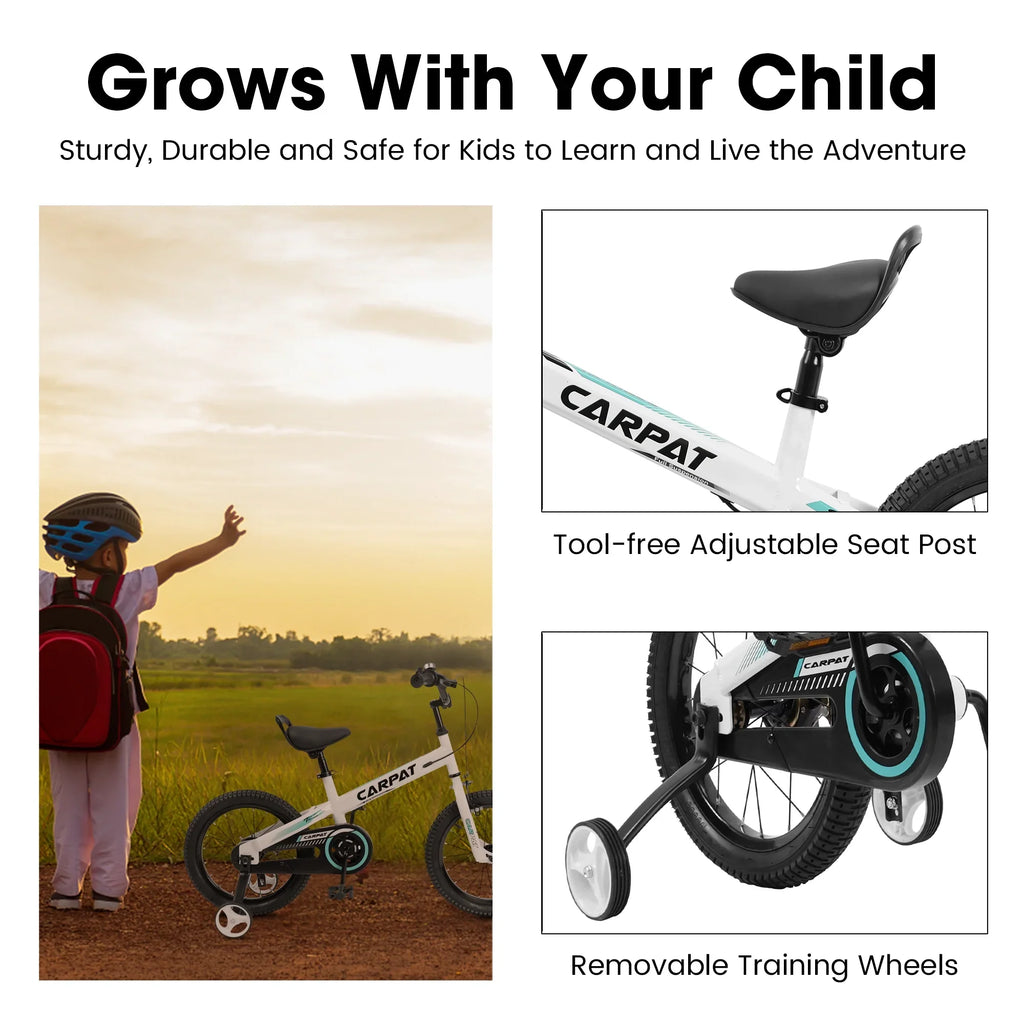 1-Speed Removable Baby Child Girls Bike Kids' 14 Training Wheels, With Brake Boys Inch Coaster+U 3-5 Toys, Taktack Bicycles Wheels Years, For