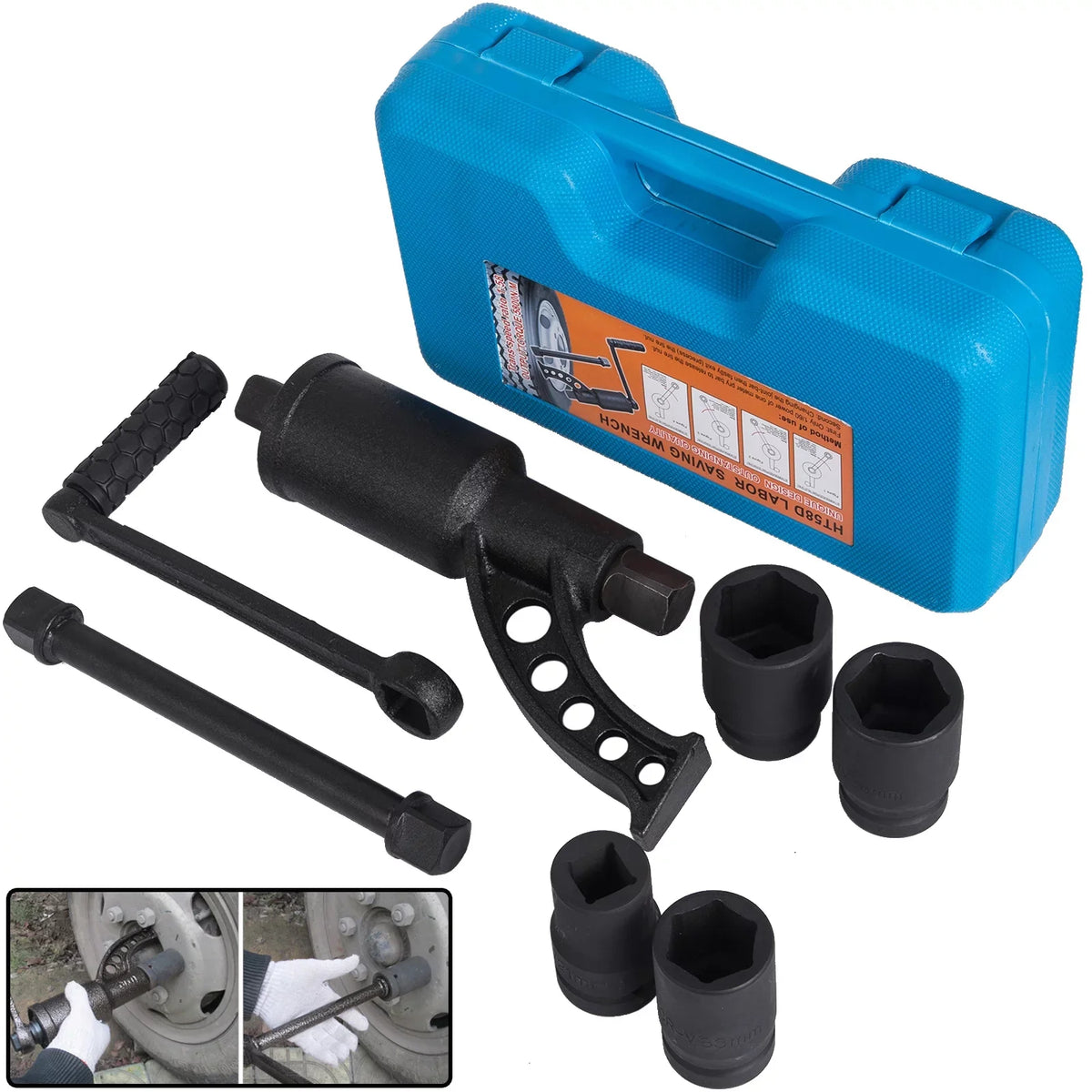 Wrench Torque Set Nut Sockets Multiplier Saving 1:58 Labor Lugnuts Lug Case 4 BENTISM w/
