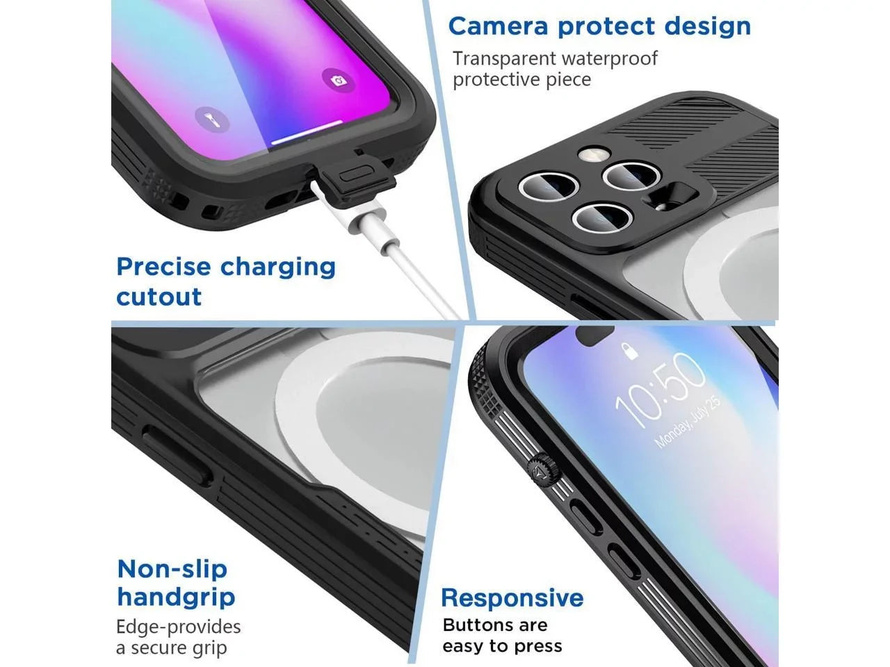 Pro inch, Waterproof Shockproof Case Snowproof, Underwater Protection iPhone 14 for MagSafe 6.7 Cover Full with Sealed Compatible Body Max Fully