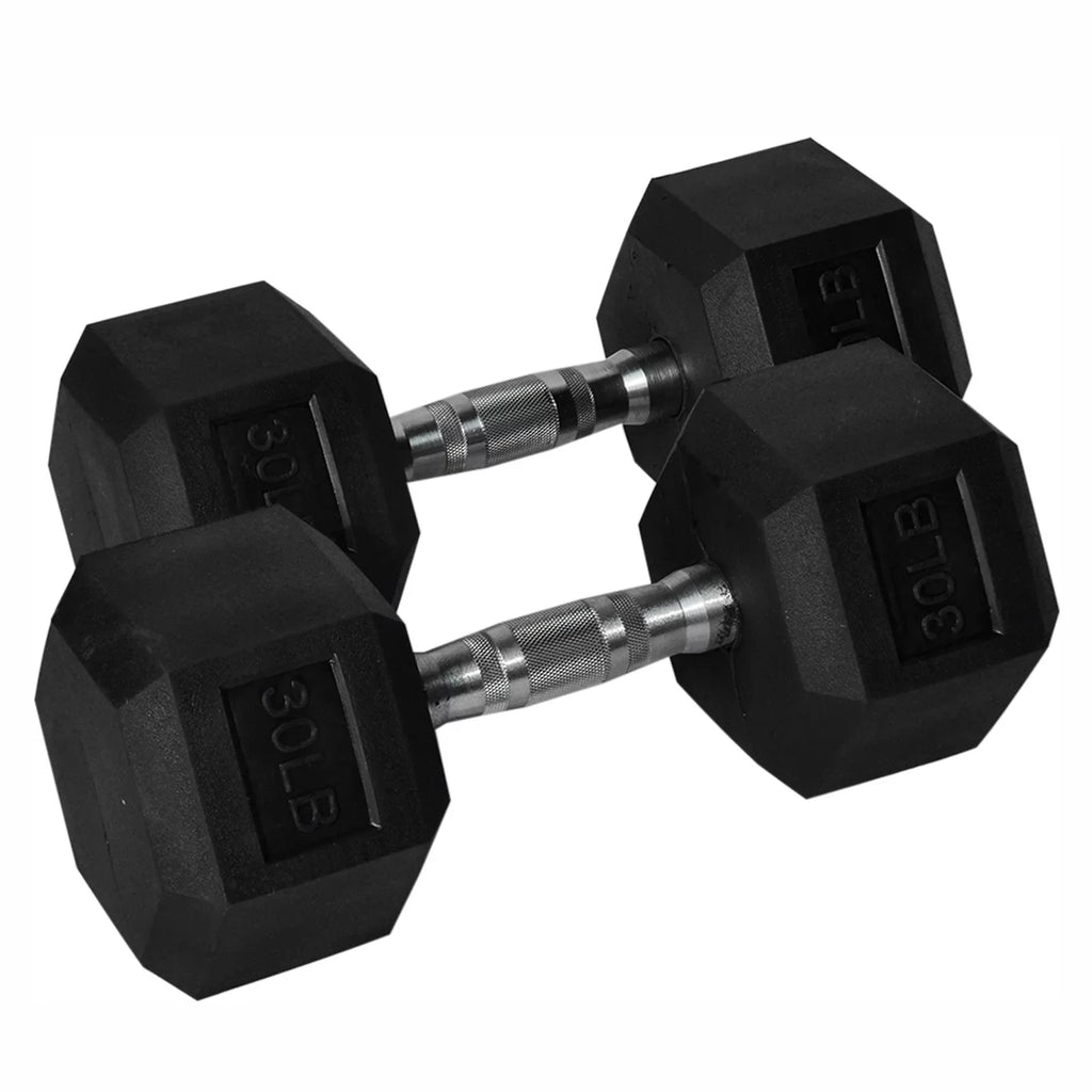 Rubber 1 Set Metal Barbell of Heavy Hex with Pair Dumbbell Handles Dumbbell 1 of ATIXEL
