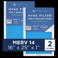 14, Air Particles Air 2-Pack) 95% HEPA Pleated Cleaning Filter (MERV Medify 16x25x1
