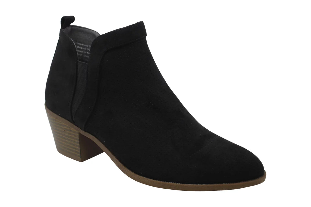 Toe Myrrah Black Gore Padded Block COMPANY Perforated 9 Heel Stretch M design Almond Booties & Womens