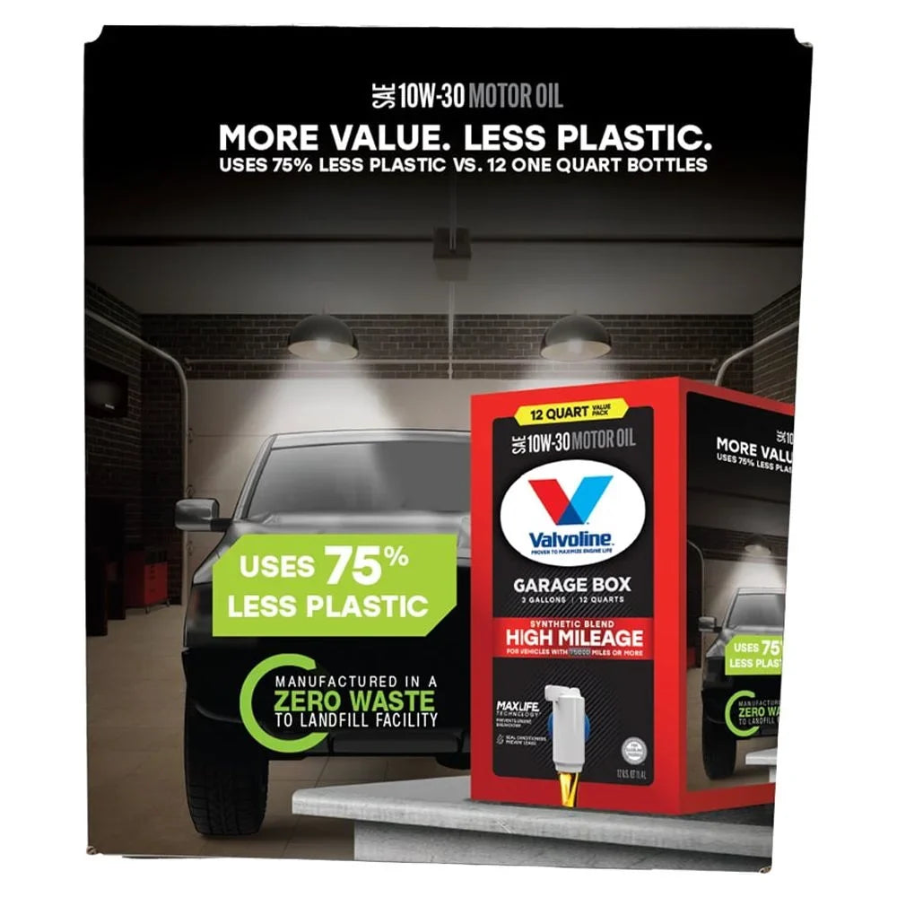 MaxLife Motor Garage Mileage Blend High QT 12 Synthetic 10W-30 Oil Valvoline Box