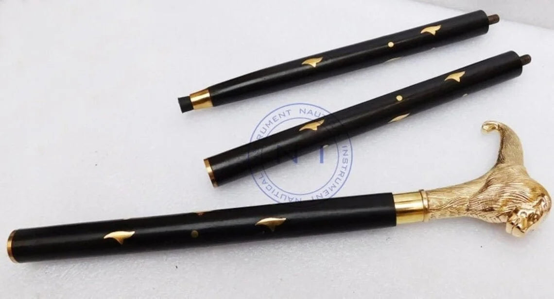 Polished Premium (Lion) Buffed Women With Plated Handle Stick Victorian for Crutches Walking & Brass Solid Cane Walking Inlayed Men and Beautiful Canes