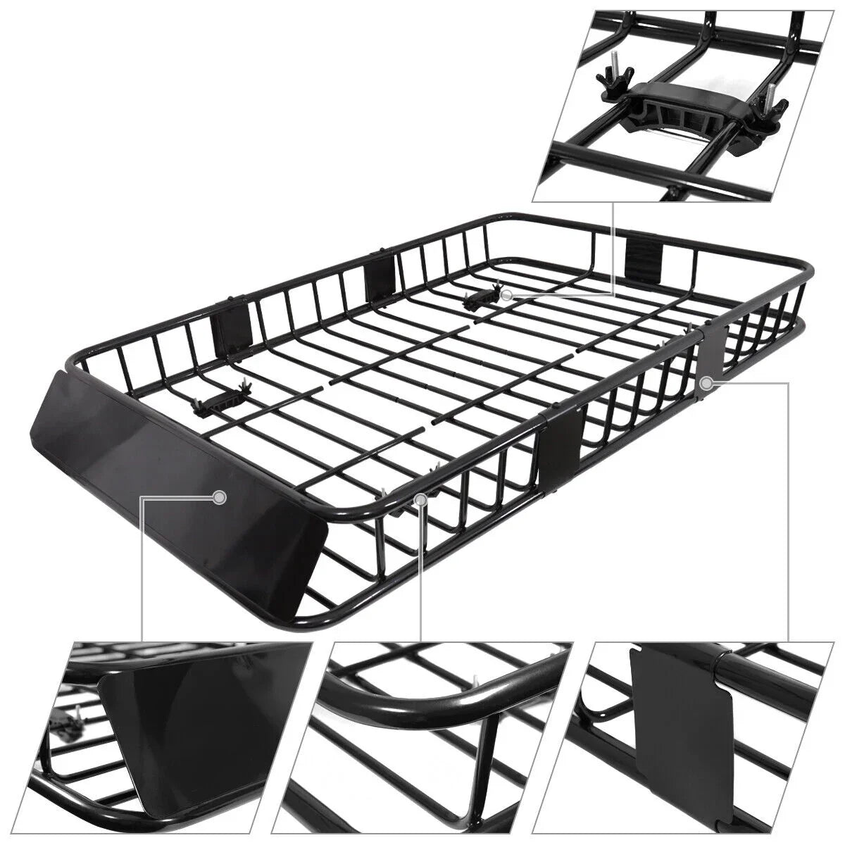 Rack Cargo Top Truck 64" Luggage Carrier Roof Steel Teledu SUV Basket Extendable