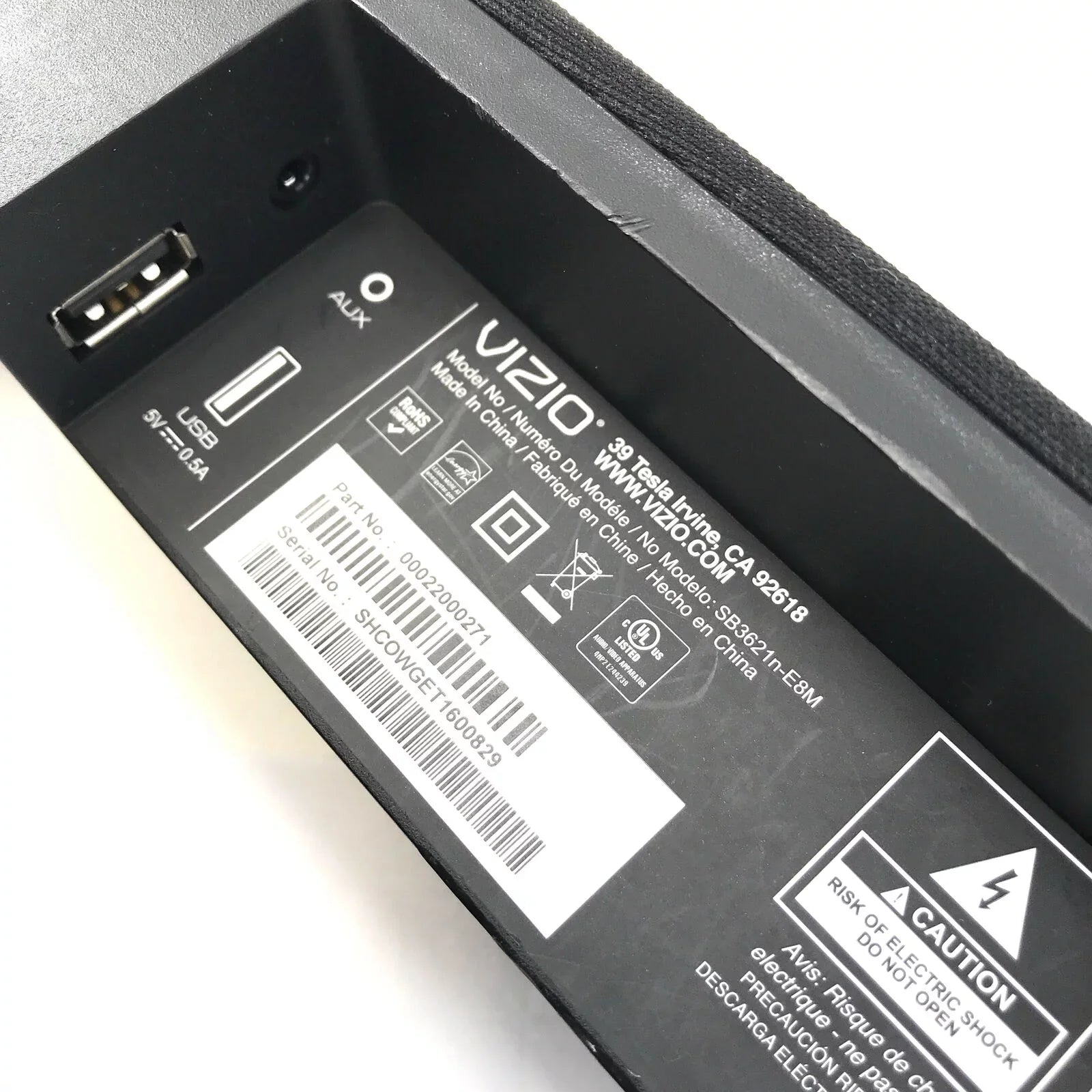 Vizio 2.1 SB3621N-E8M Sound #VT5867 Black/Silver Replacement Used Channel 36" Bar