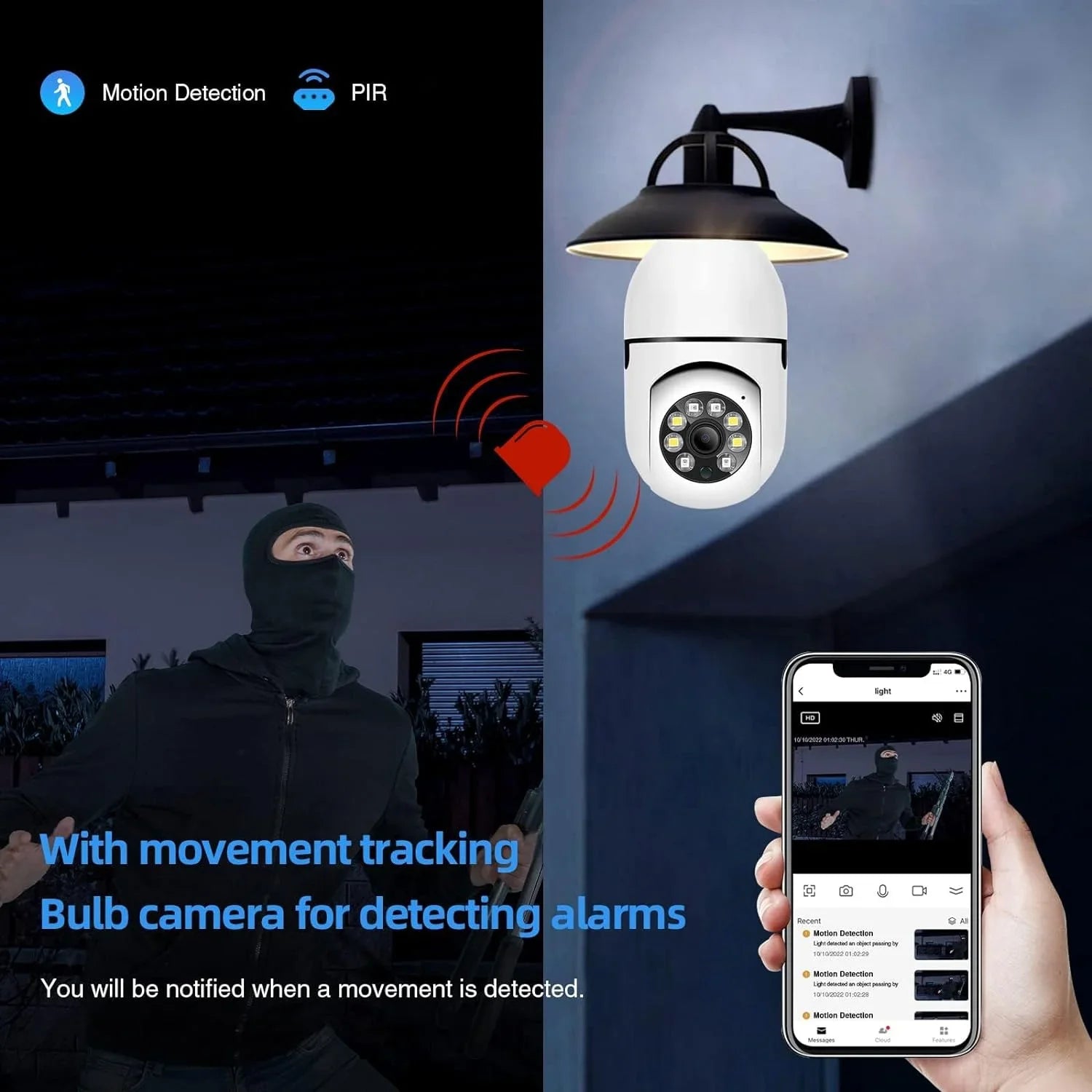Camera,With Link, QAMY 360° Screw Extension Camera Bulb In 2.4g PTZ Bulb Light Security Camera, Light Optapower