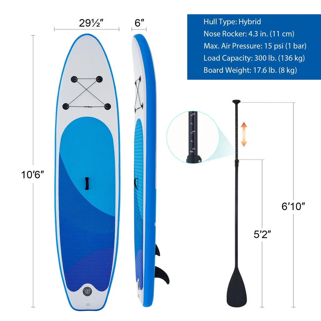 w Set, Paddle Board Board Accessory Inflatable SUP Blue for Hybrid 10'6" Preenex Adults