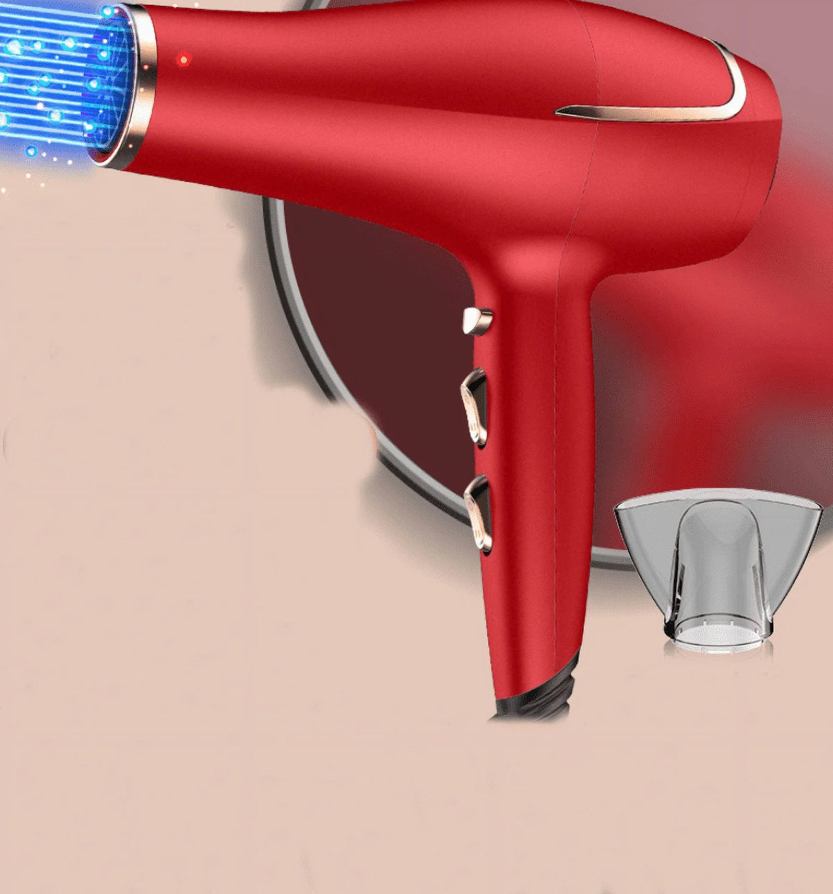 cold Hair Shot Shinier for Dryer, Settings, for and Concentrator 2 Speed Button, Nozzle(Red) Women, Cool Results, 2300W air Dryers Dryer, Power High Hair Ionic Heat and hot Function CONFU 3