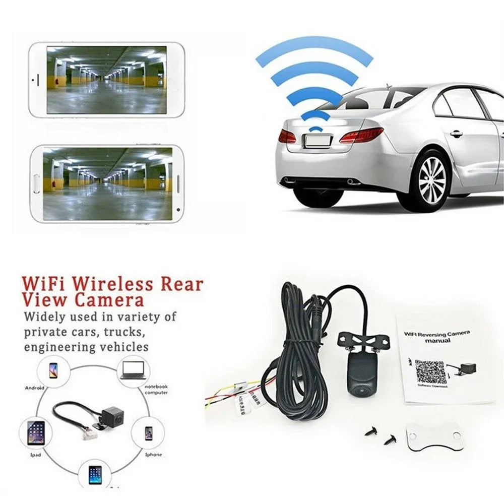 Camera WIFI Vision, Wireless Backup Camera HD Waterproof Night Car, IP67 Camera Monitor Vehicles, with Wireless Reversing WiFi Rear View LCD Backup for MABOTO
