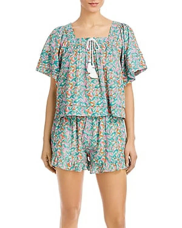 Top Teal Peri Swim Roller Cotton Women's Willow Cover-Up Rabbit Multi) (L,