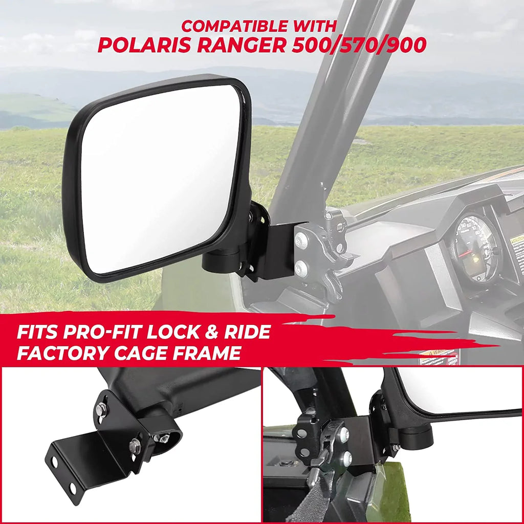 Compatible Polaris 500 2015-2022 900 Mirror Side Mirrors Kemimoto View 570 Ranger UTV with Rear