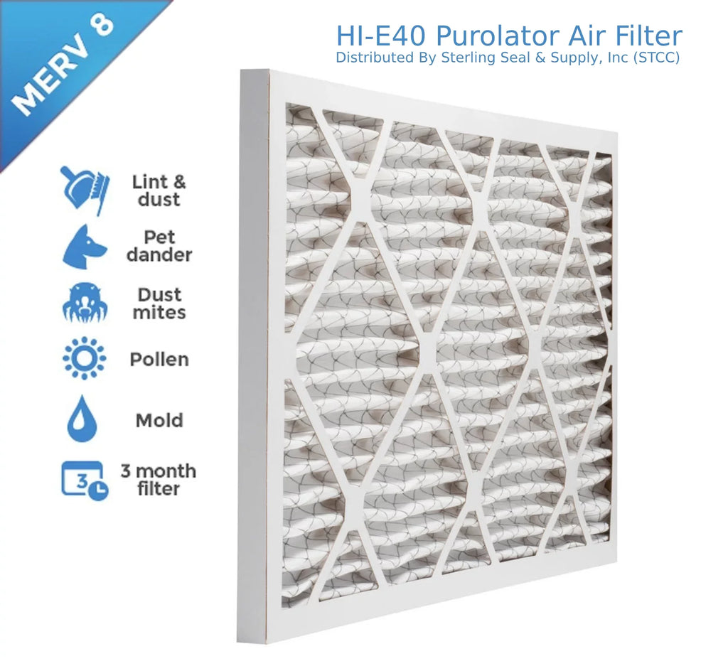 Pleated Surface 40 Mechanical Air Purolator Pack) , Hi-E MERV (6 8, Filter, Extended 12x24x1